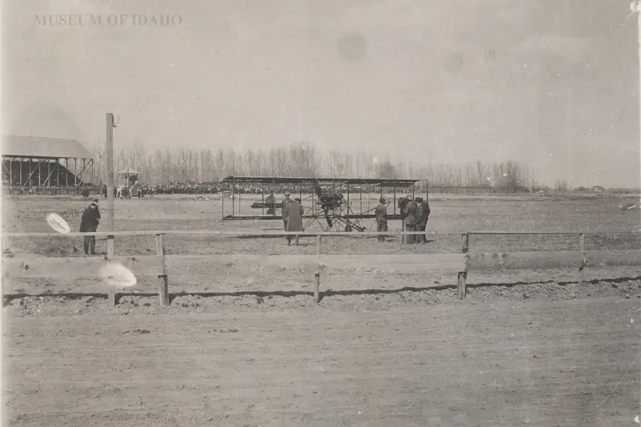 Biplane landed at Tautphaus Park Race Trackwebp
