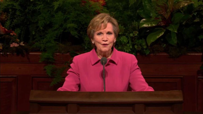 Relief Society General President Bonnie D. Parkin speaks during the October 2005 general conference of The Church of Jesus Christ of Latter-day Saints. She died on Monday at age 84, the church reported. | Courtesy The Church of Jesus Christ of Latter-day Saints