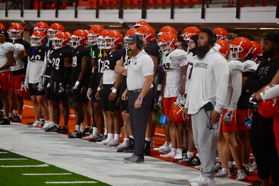 ISU football, Grant Duff runs defense during July 30 scrimmage