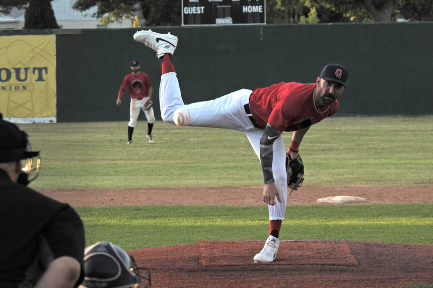 Grays pitcher Brayden Pieper pitches against the Hyrum Hornets