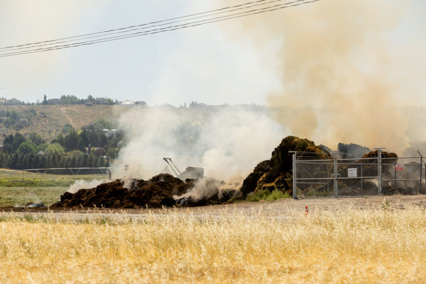 A haystack fire smoldering near the intersection of 45th East and 49th South in Ammon | Daniel V. Ramirez, EastIdahoNews.com