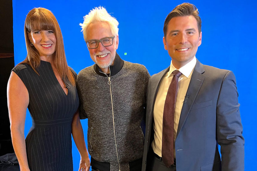Suzanne Hobbs (left) with Superman director James Gunn (middle) and actor Lawrence Gilligan (right) | Courtesy Suzanne Hobbs