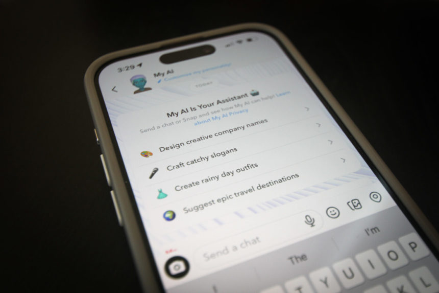 Snapchat’s AI Assistant feature is pictured on Monday, June 30, 2025. (McKenzie Romero/Utah News Dispatch)