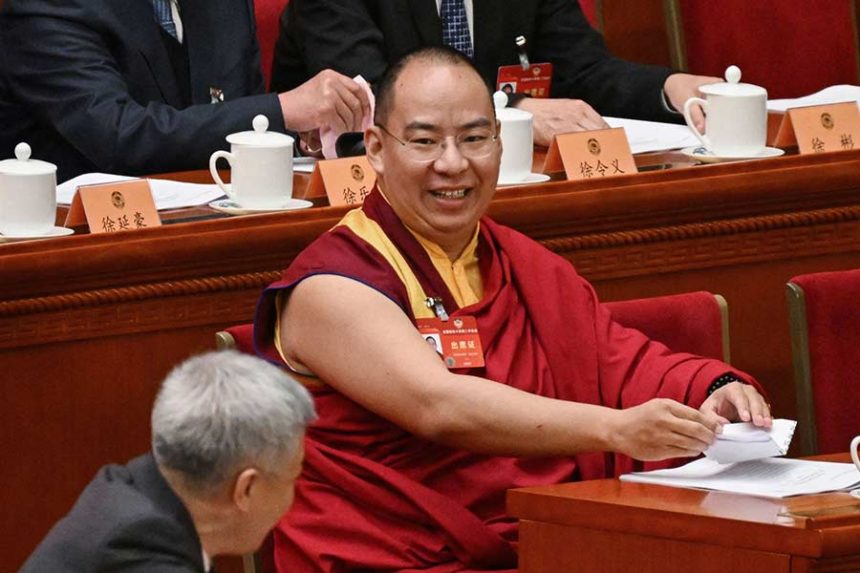 The Chinese government-selected 11th Panchen Lama Gyaincain Norbu at the Great Hall of the People in Beijing on March 4, 2024. Mandatory Credit: Greg Baker/AFP/Getty Images/File via CNN Newsource