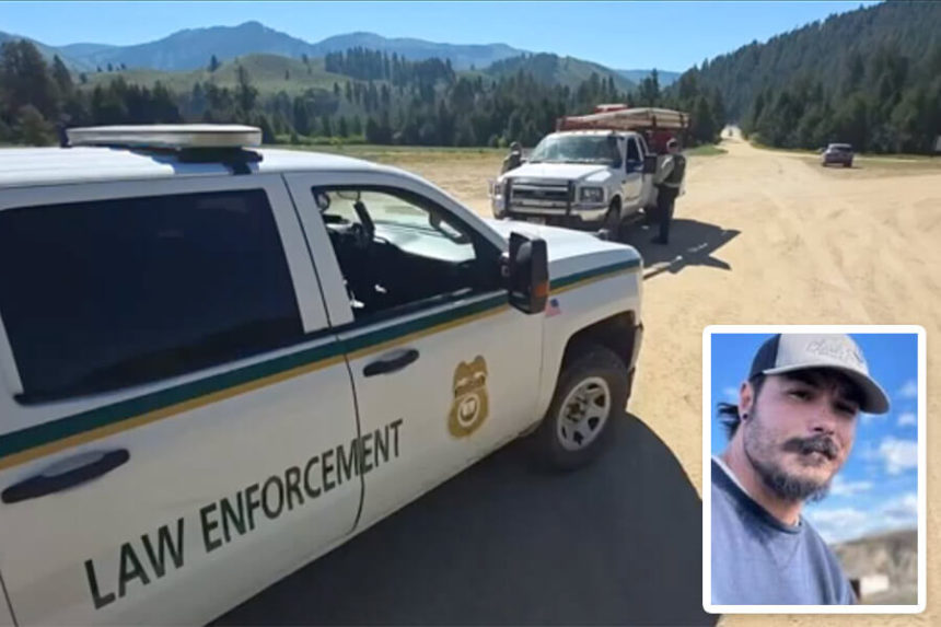 Idaho law enforcement vehicle with inset of Travis Decker