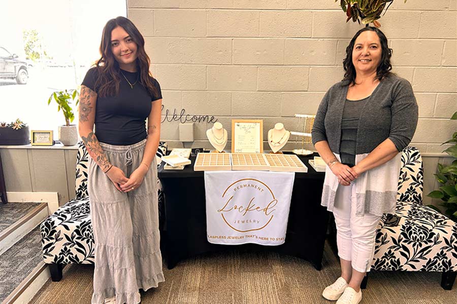 Dilynn Casia, 21, left, and her mom, Windy Uhach inside Locked Permanent Jewelry | Rett Nelson, EastIdahoNews.com