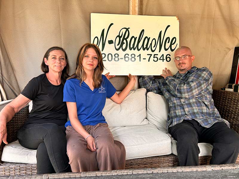 Quilici, left, with her granddaughter, center, and son at N-Balance Massage | Rett Nelson, EastIdahoNews.com