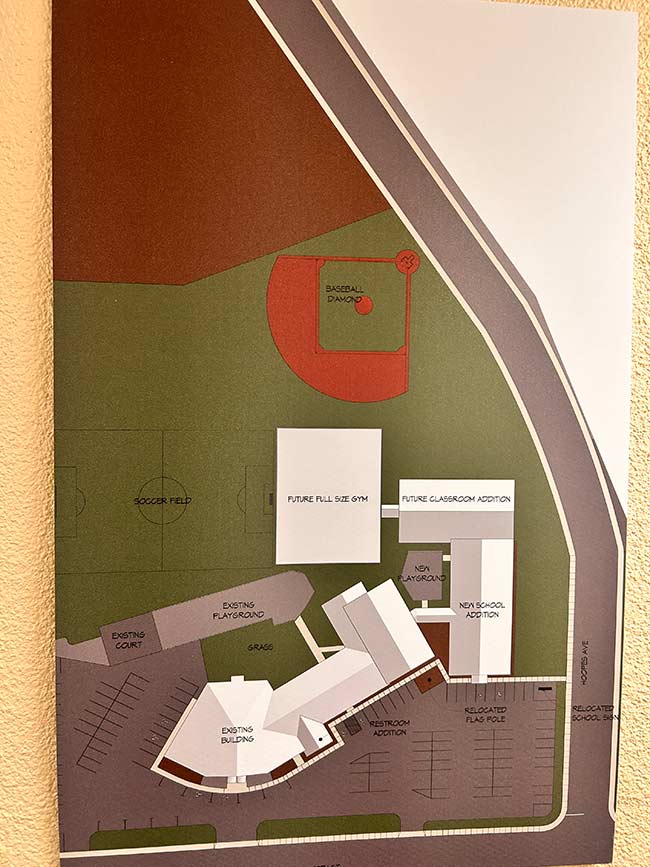 Rendering of the new building on display at Hope Lutheran Church & School | Rett Nelson, EastIdahoNews.com