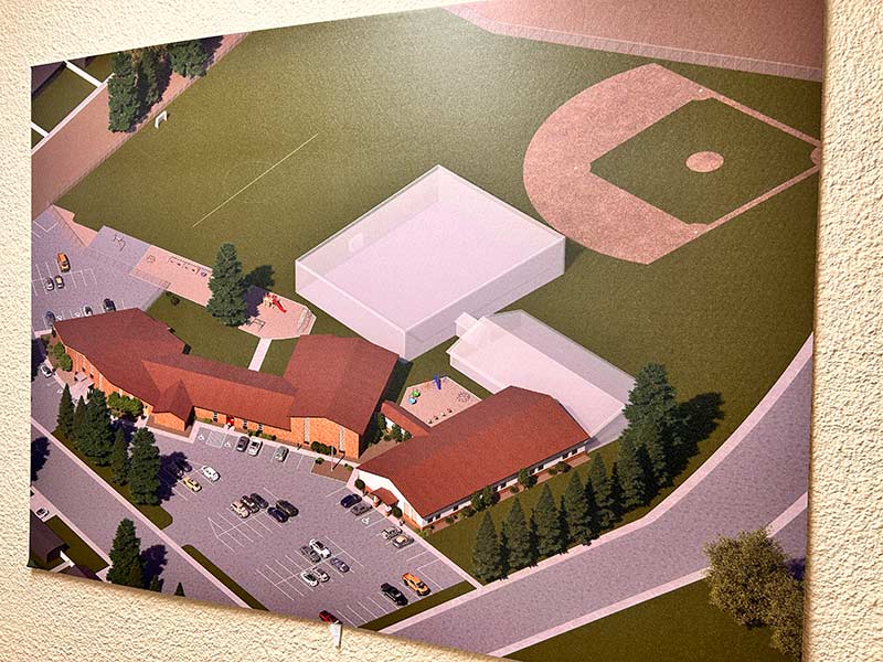 Rendering of the new building on display at Hope Lutheran Church & School | Rett Nelson, EastIdahoNews.com