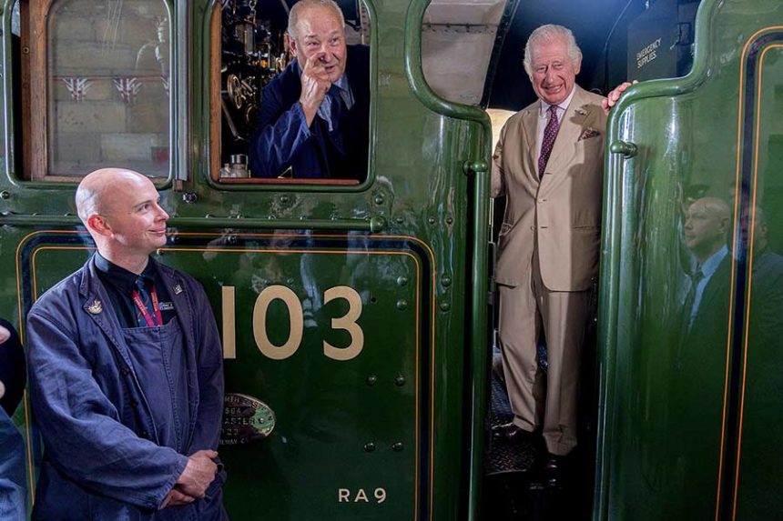King Charles III arrives into Pickering Station in the north of England in June 2023. Mandatory Credit: Charlotte Graham/WPA Pool/Getty Images via CNN Newsource