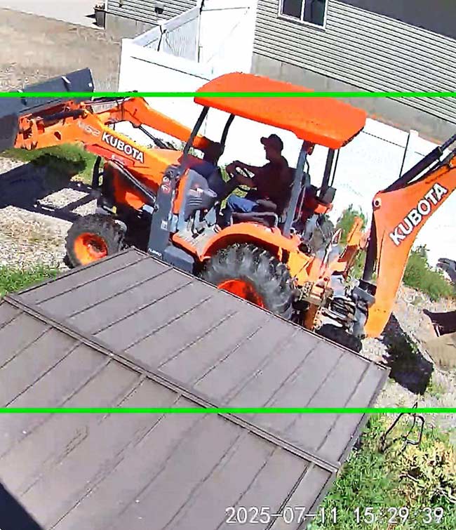 Alleged thief driving off with Rigby family's tractor | Courtesy Katelyn Owens