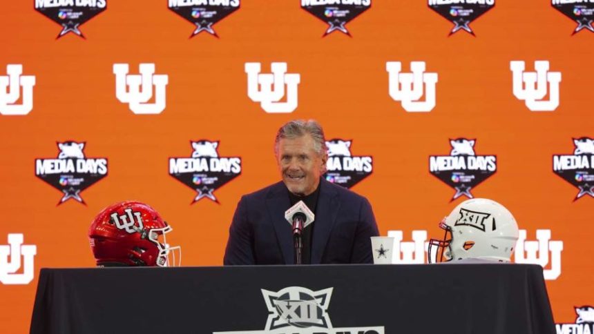 Utah head football coach Kyle Whittingham speaks during Big 12 media days. | KSL.com.