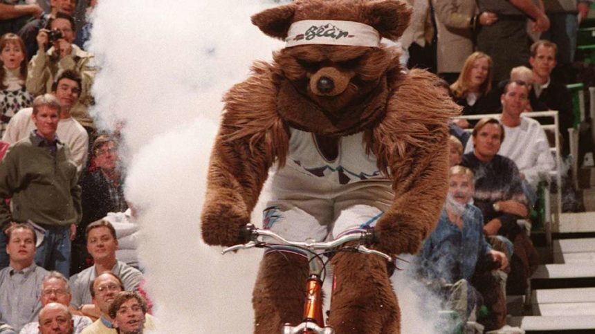 Jon Absey on Jan. 6, 1997, as the Jazz Bear, a position he held for 24 years. Absey has been diagnosed with pancreatic cancer, but is strengthened by young patients with cancer and other terminal diseases who continue to smile. | Kristen Jacobsen, Deseret News