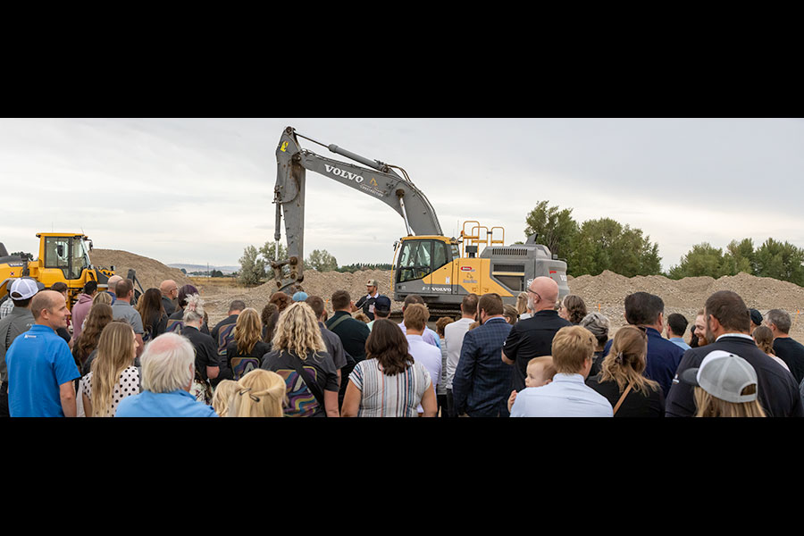 Chief Operating Officer Brian Brigham welcoming nearly 100 community members, comprised of teachers, school officials and parents, to Alturas Academy North's groundbreaking, Tuesday, Aug. 27, 2025, Rigby. | Daniel V. Ramirez, EastIdahoNews.com