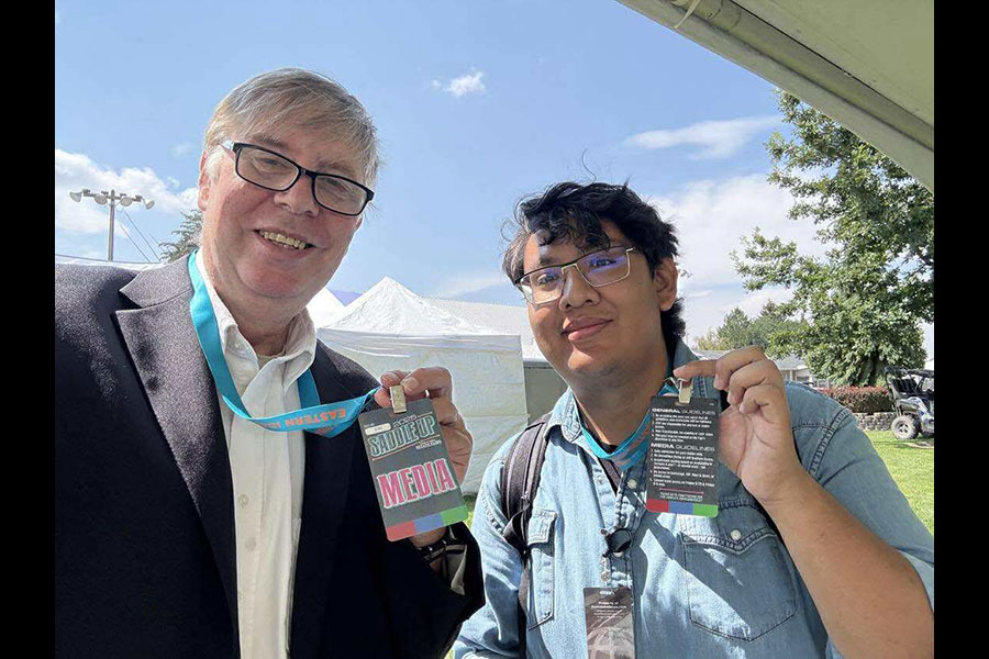 EastIdahoNews.com Reporter Daniel V. Ramirez and News Editor David Kennard after eating the food at the Eastern Idaho State Fair Food Contest | Daniel V. Ramirez, EastIdahoNews.com