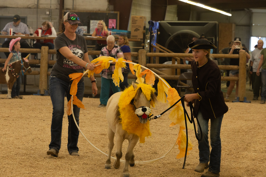 A girl with her pony in a lion costume during the miniature horse performance at the Goddard Pavilion. | Daniel V. Ramirez, EastIdahoNews.com