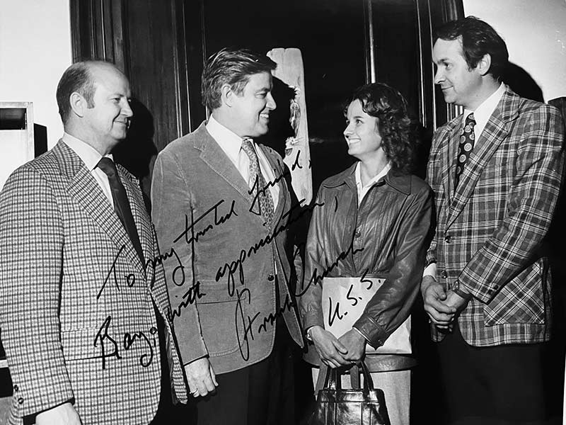 Ray Rigby, left, with Larry Boyle, second from left, his brother-in-law, sister, Beverly Boyle, second from right, and U.S. Senator Frank Church | Courtesy Jerry Rigby