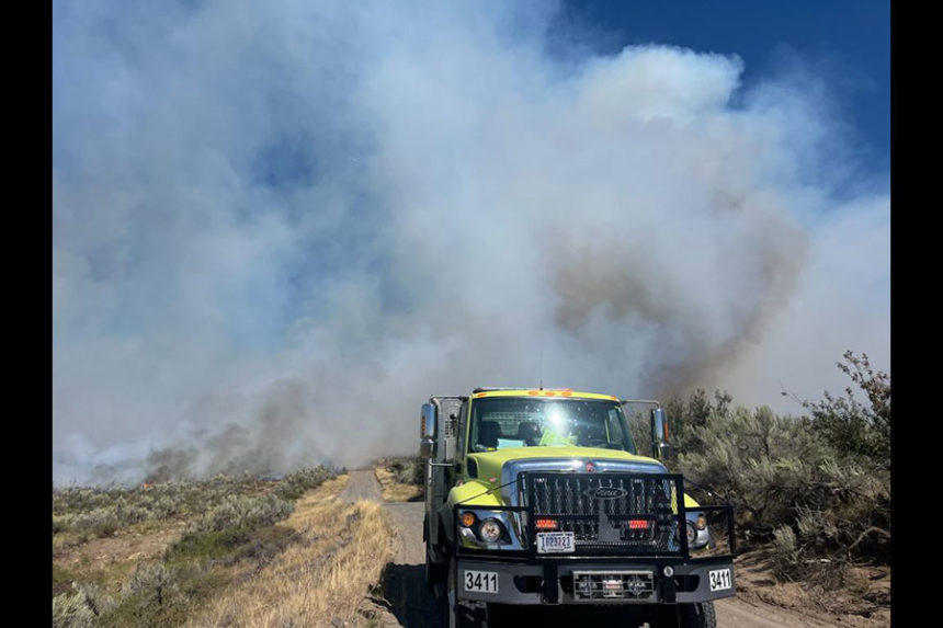 Firefighters working to contain the Sand Creek fire that broke out Friday afternoon. | Courtesy Bureau of Land Management