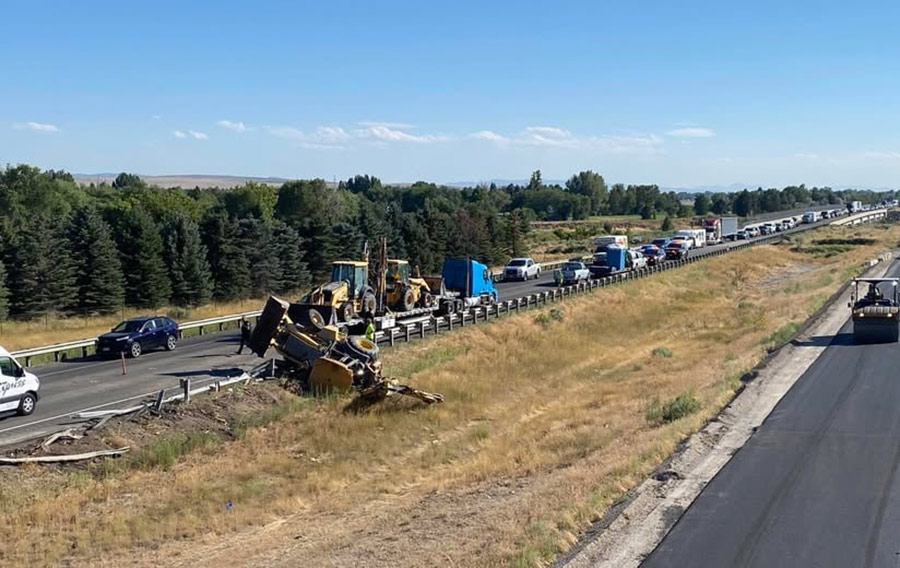 A top down view of the traffic after the crash. Farleys trailer is visible. | Courtesy Julie Thompson Frans
