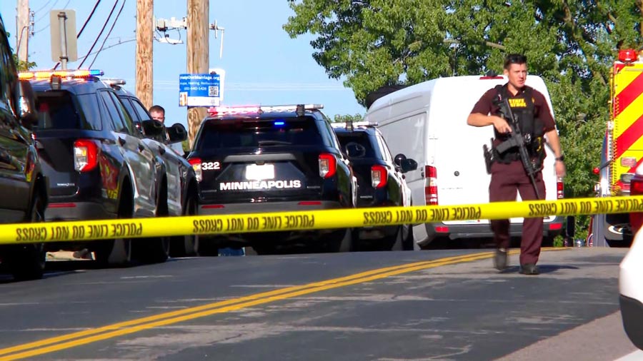 Police are responding to an incident in south Minneapolis on the morning of Aug. 27. | WCCO via CNN Newsource
