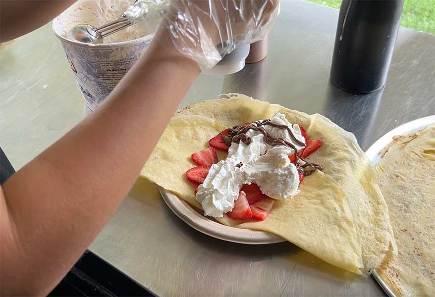 A crepe with strawberries, Farr's Ice Cream, whipped cream and Nutella at The French Crepe. | Rett Nelson, EastIdahoNews.com