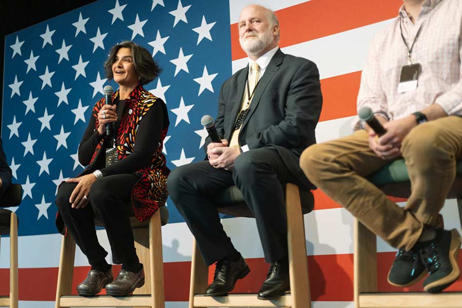 INL Associate Laboratory Director for Nuclear Science & Technology Jess Gehin speaking on a panel at the Built Here: Nuclear Energy Summit. | Courtesy INL