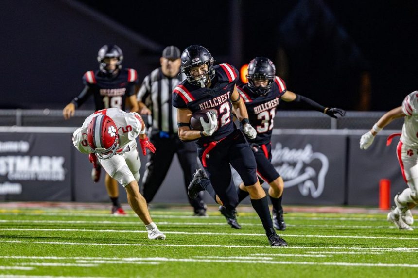 Dax Sargent of Hillcrest picks up yardage during Friday's game against Madison. | Courtesy photo Terry Thomson.