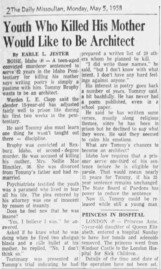 Old newspaper clipping about Tommy Brophy's conviction | Courtesy Newspapers.com