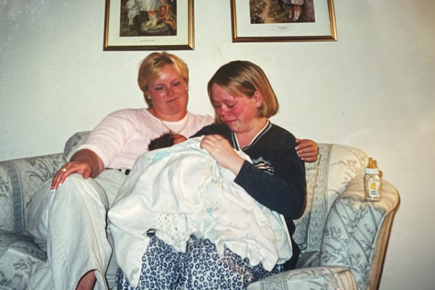 Randall at one day old, being given up by her biological mom, Nikki, to her adoptive mom, Teri. | Courtesy Naomi Rose Randall
