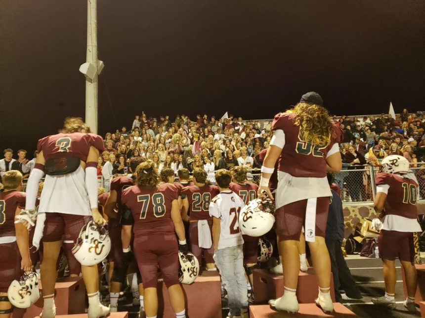 Rigby players and fans celebrate a win last season. | Allan Steele, EastIdahoSports.com.