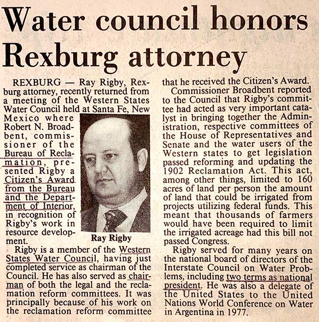 Old news article about Ray Rigby | Courtesy Jerry Rigby