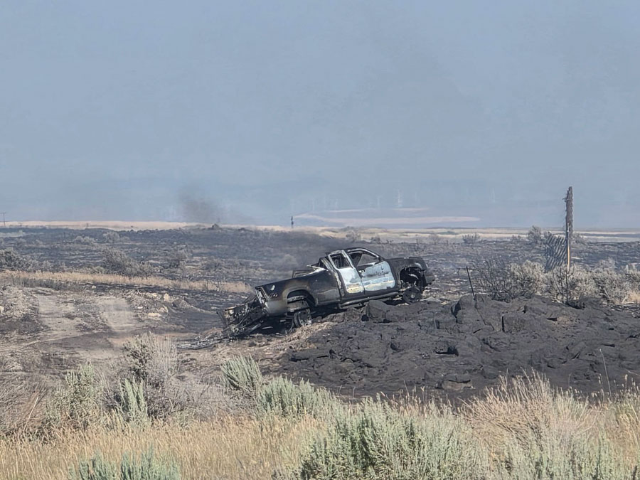 Truck burning during the Lava Trail fire | Kelsey Kunkler Stetz