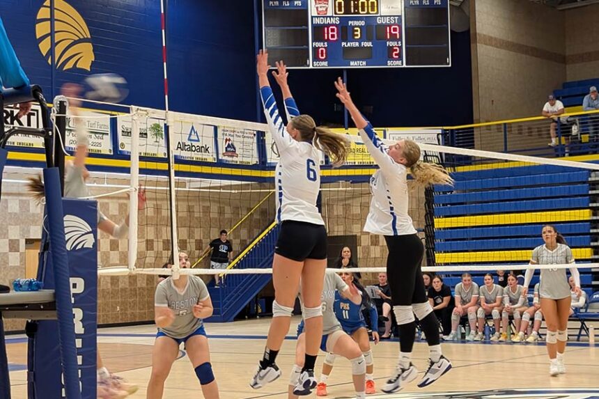 Bear Lake volleyball, KortLyn Skinner (6) and Emmie Sharp (17)