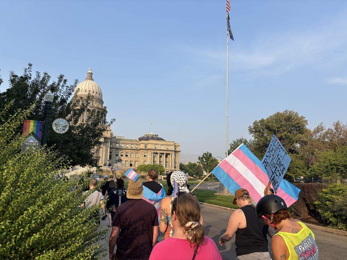 The Boise Trans March helps kick off this weekend’s Boise Pride Festival, which will take place at Ann Morrison Park. Friday evening’s march took supporters from the Capitol down to 8th Street and back. | Shannon Tyler, Idaho Statesman