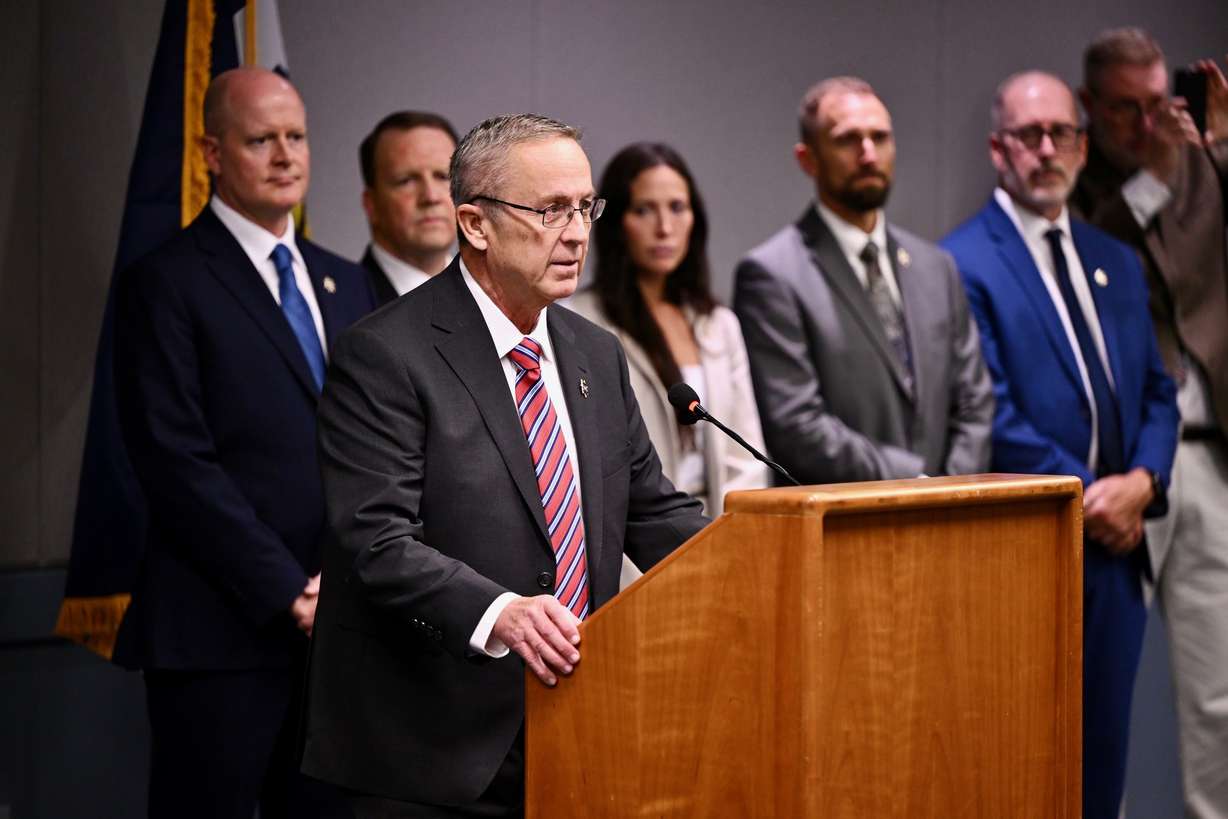 Utah County Attorney Jeffrey S. Gray announces formal charges Tuesday against Tyler Robinson, who is accused of shooting and killing Charlie Kirk on Sept. 10. | Scott G Winterton, Deseret News
