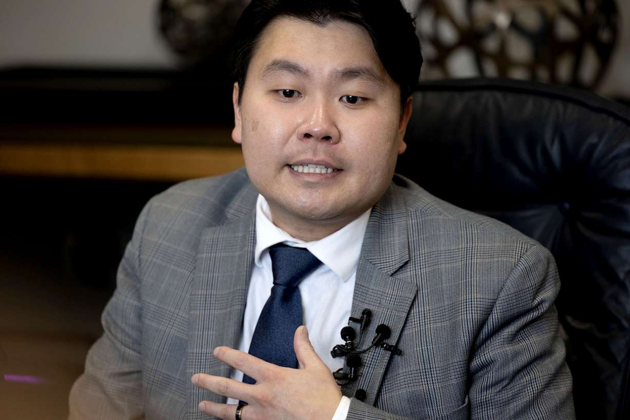 John Shin speaks to the media about his detainment in an immigration detention facility in Colorado at the law office of Adam Crayk in Millcreek on Friday. (Photo: Laura Seitz, Deseret News)