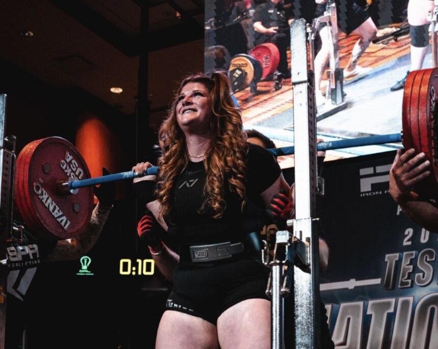 Brooke Yorgesen competes at the powerlifting national championships in Las Vegas. | Photo courtesy : PWRBLD via Brooke Yorgesen.
