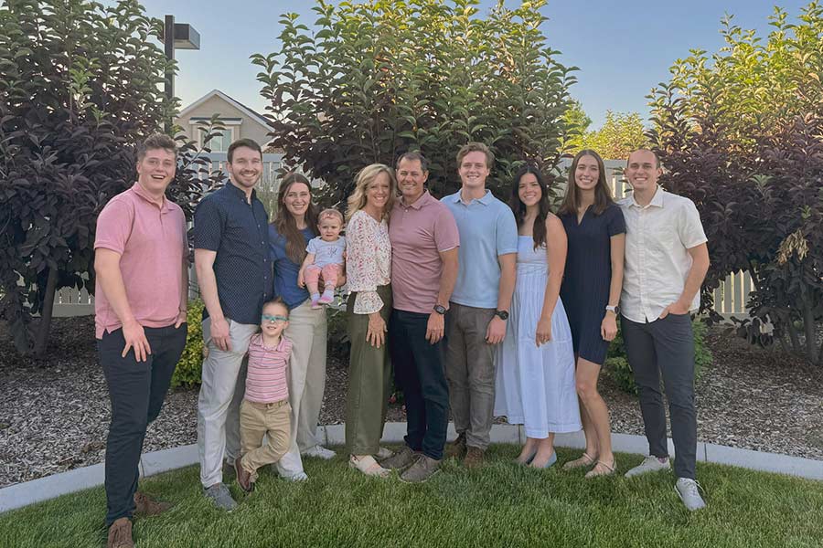 Lisa Burtenshaw, center left, with her husband, Bryce, and the rest of the family. | Courtesy photo