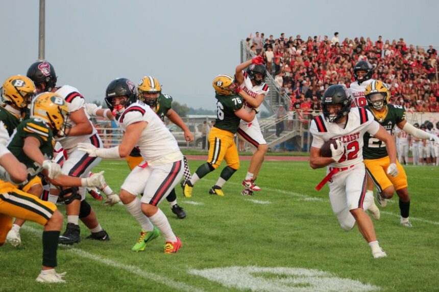 Hillcrest's Dax Sargent runs for touchdown during Friday's game against Bonneville. | Allan Steele, EastIdahoSports.com