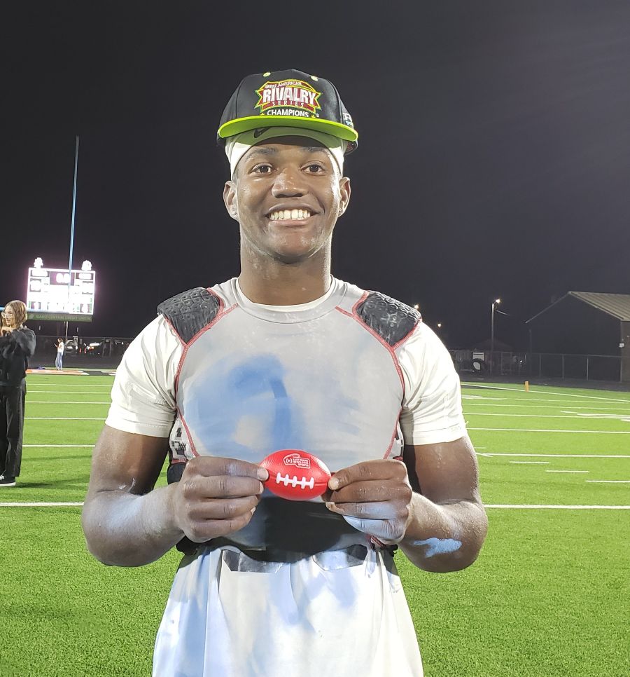 Zyan Crockett of Skyline earned the East Idaho Sports game ball after scoring three touchdowns in Friday's game. | Allan Steele, EastIdahoSports.com.