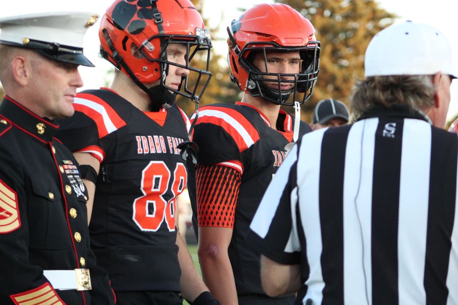 Idaho Falls team captains during the coin toss. | Allan Steele, EastIdahoSports.com.