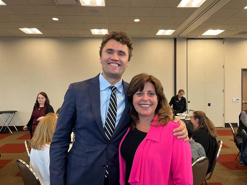 Recent photo of Charlie Kirk, left, with Idaho GOP Chair Dorothy Moon | Courtesy Idaho GOP