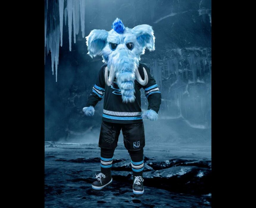 The Utah Mammoth unveils their mascot, Tusky the Mountain Blue mammoth. | Courtesy Utah Mammoth