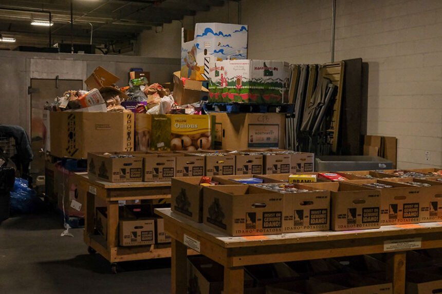 Bins of food inside of the Idaho Falls Community Food Basket warehouse waiting to be sorted. | Daniel V. Ramirez, EastIdahoNews.com