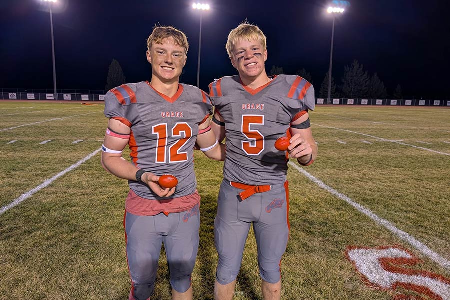 Grace football Cooper Andersen (left) and Gavin Draper