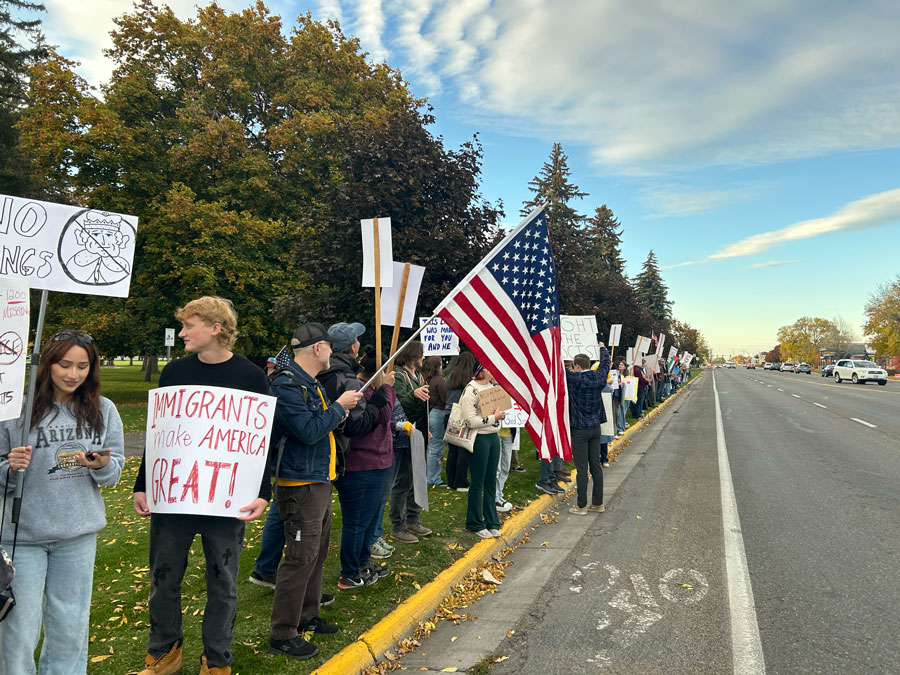 Organizers estimate that about 200 people came out for No Kings in Rexburg Saturday. Emily Miller
