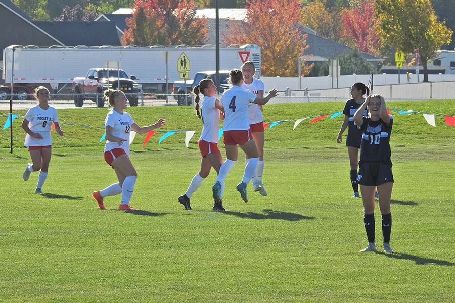 Pocatello girls soccer Brynlee Pool (8) goal celly