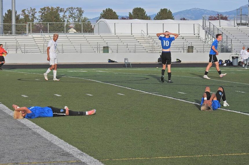 Emotion from Thunder Ridge boys soccer players after losing to Caldwell