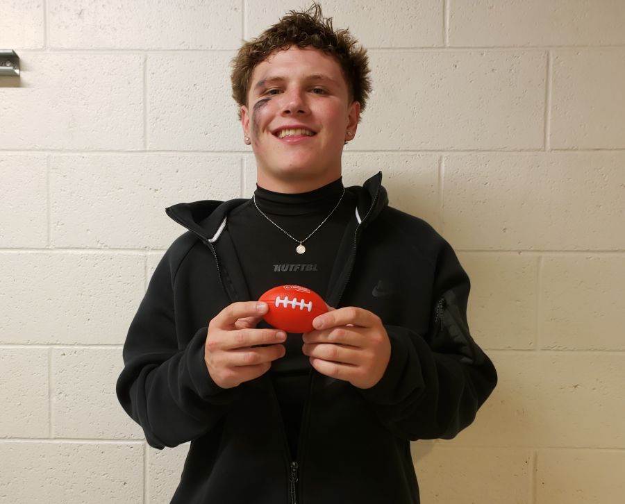 Bonneville's Taylor Taylor earned the East Idaho Sports game ball after coming up with two interceptions, including a pick-6 on Bonneville's first possession. | Allan Steele, EastIdahoSports.com.