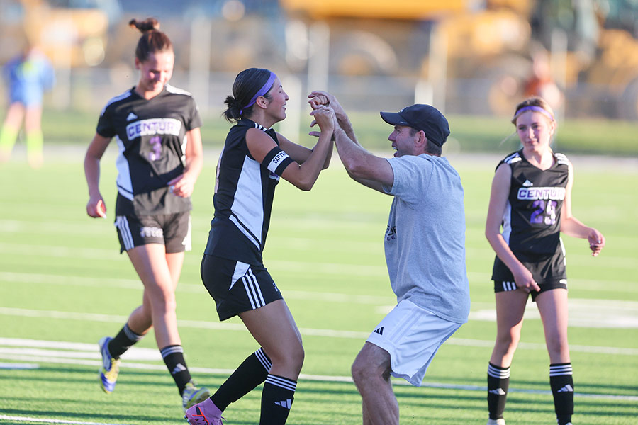 Century soccer Mia Chavez and coach Nate Armstrong
